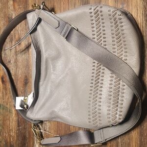 Fossil Maya Leather Hobo Gray Braided Leather Purse